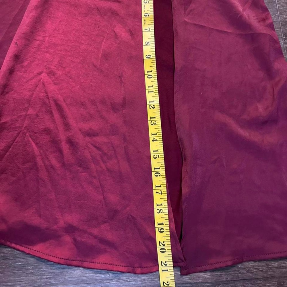 Burgundy one shoulder formal maxi dress - Picture 3 of 6